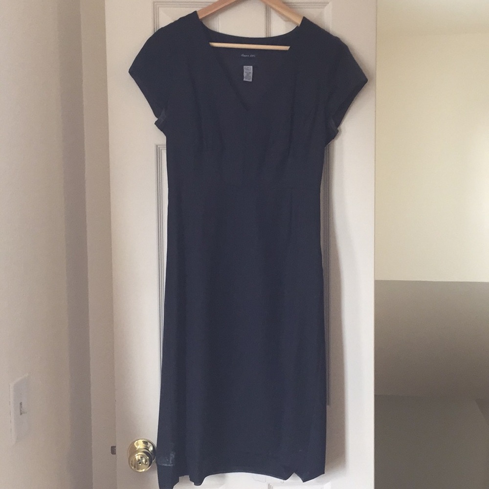 J Crew Super 120’s Wool Navy Pinstripe Work Dress